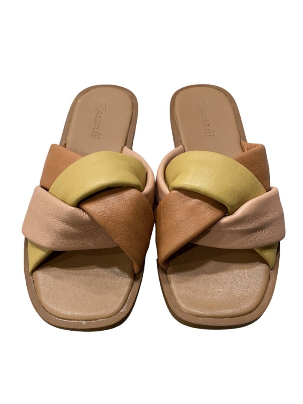 Madewell Size 7 Jayna Braided Slide Sandal Washed Mauve Slip On Flat Tan Yellow